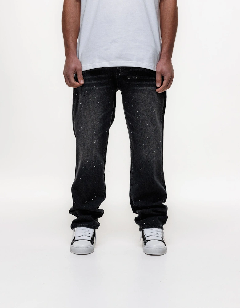 Core Painted Straight Jeans in Black