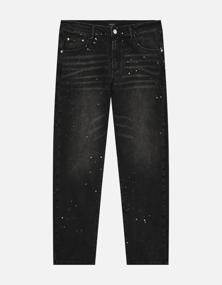 Core Painted Straight Jeans in Black
