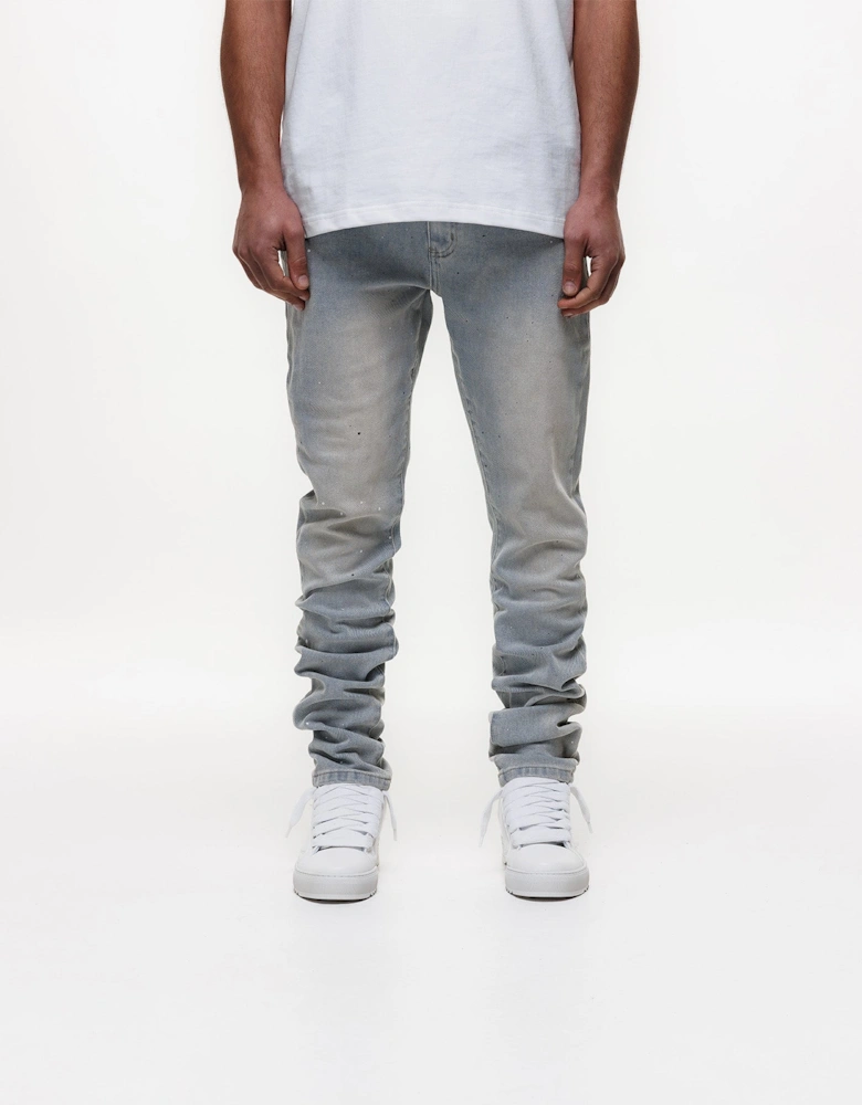 Indigo Painted Slim Jeans in Blue