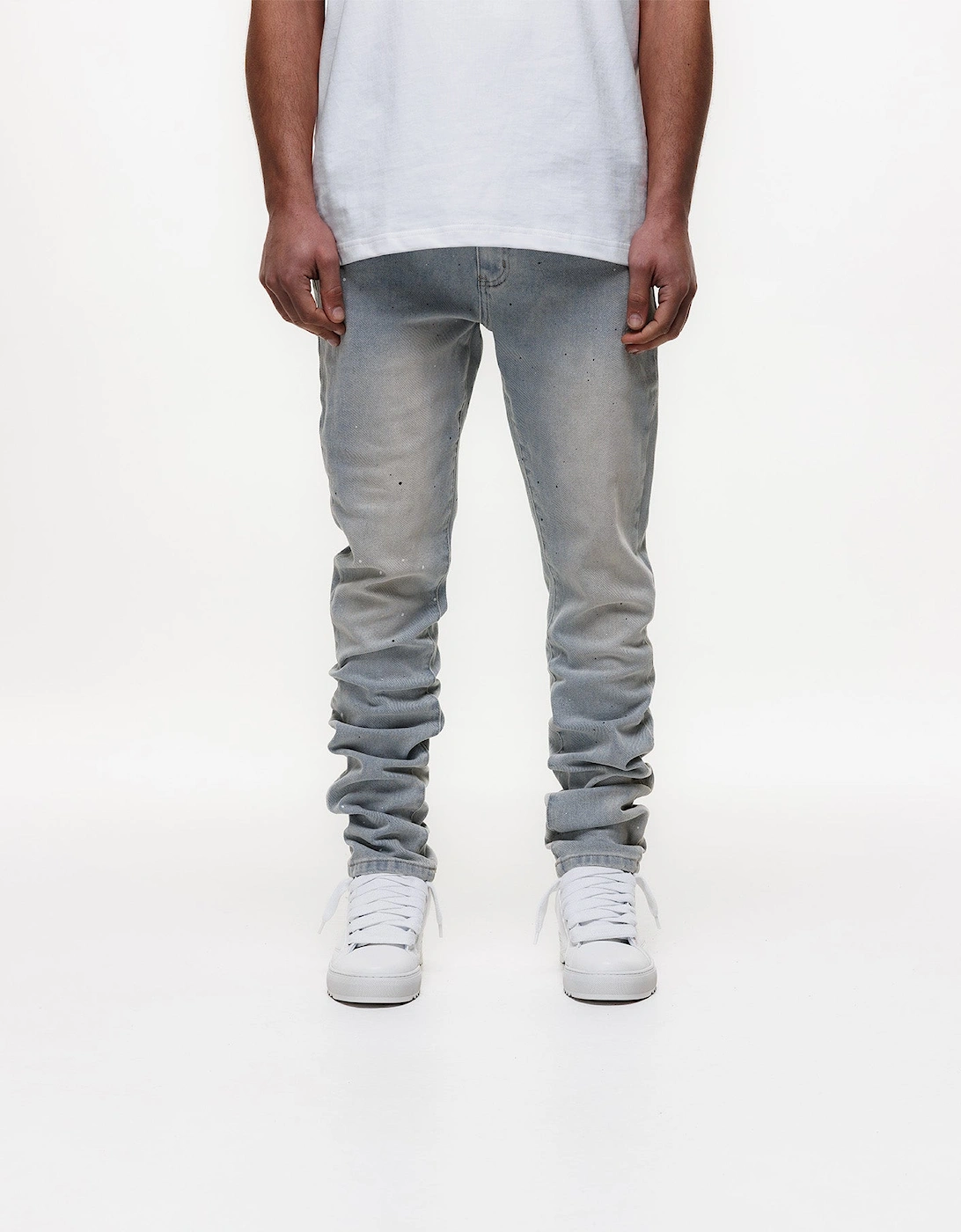 Indigo Painted Slim Jeans in Blue