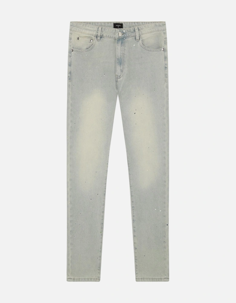 Indigo Painted Slim Jeans in Blue