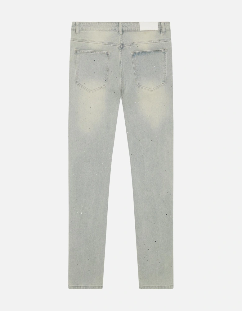 Indigo Painted Slim Jeans in Blue