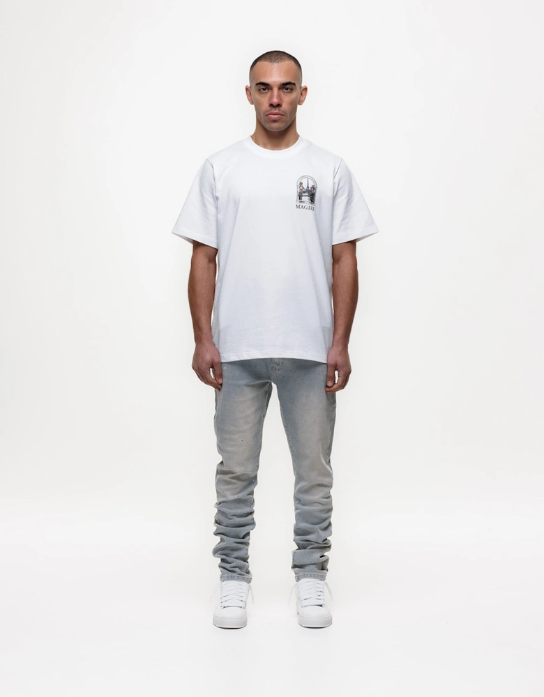 Indigo Painted Slim Jeans in Blue