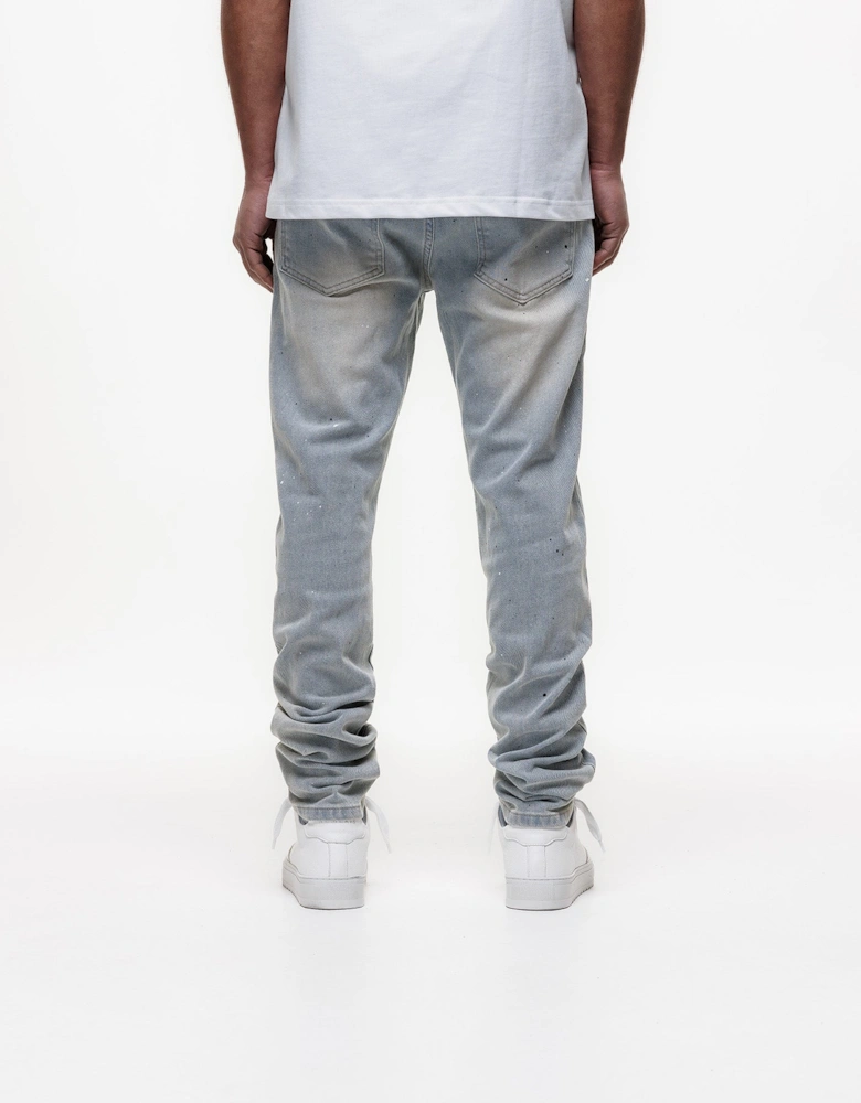 Indigo Painted Slim Jeans in Blue