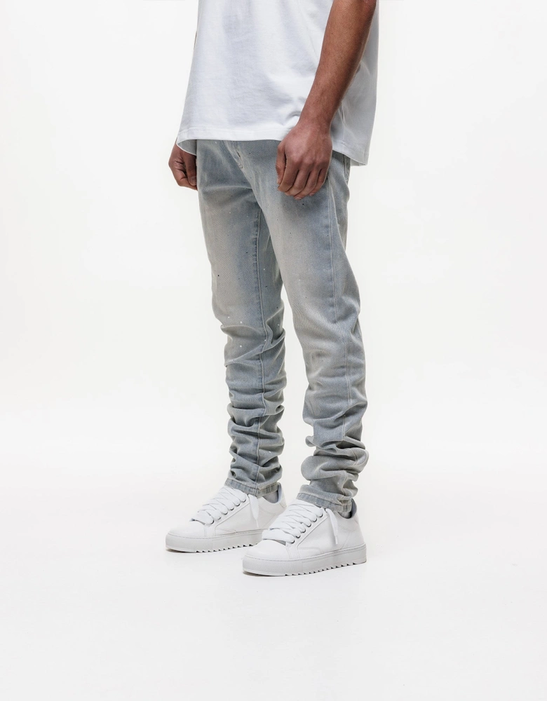 Indigo Painted Slim Jeans in Blue