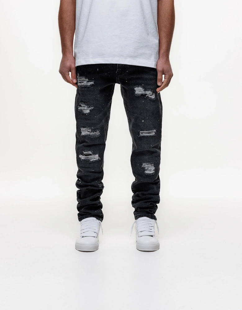 Noir Ripped Slim Jeans in Black