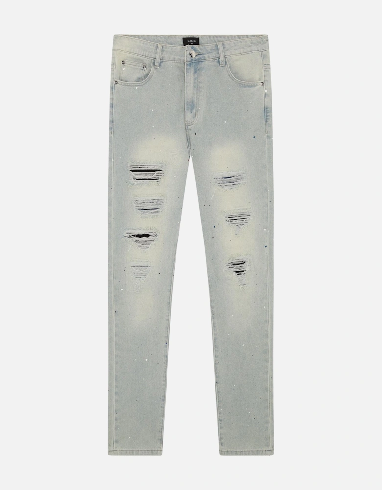 Indigo Ripped Slim Jeans in Blue