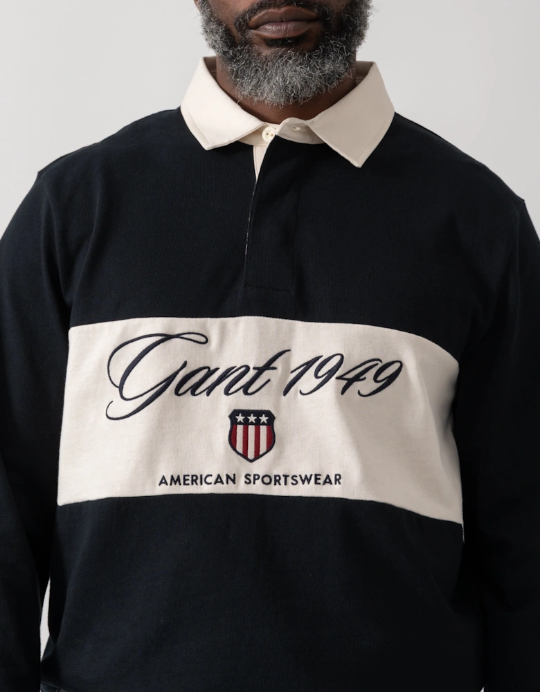 Mens Blocked Heavy Rugger - 5 Black