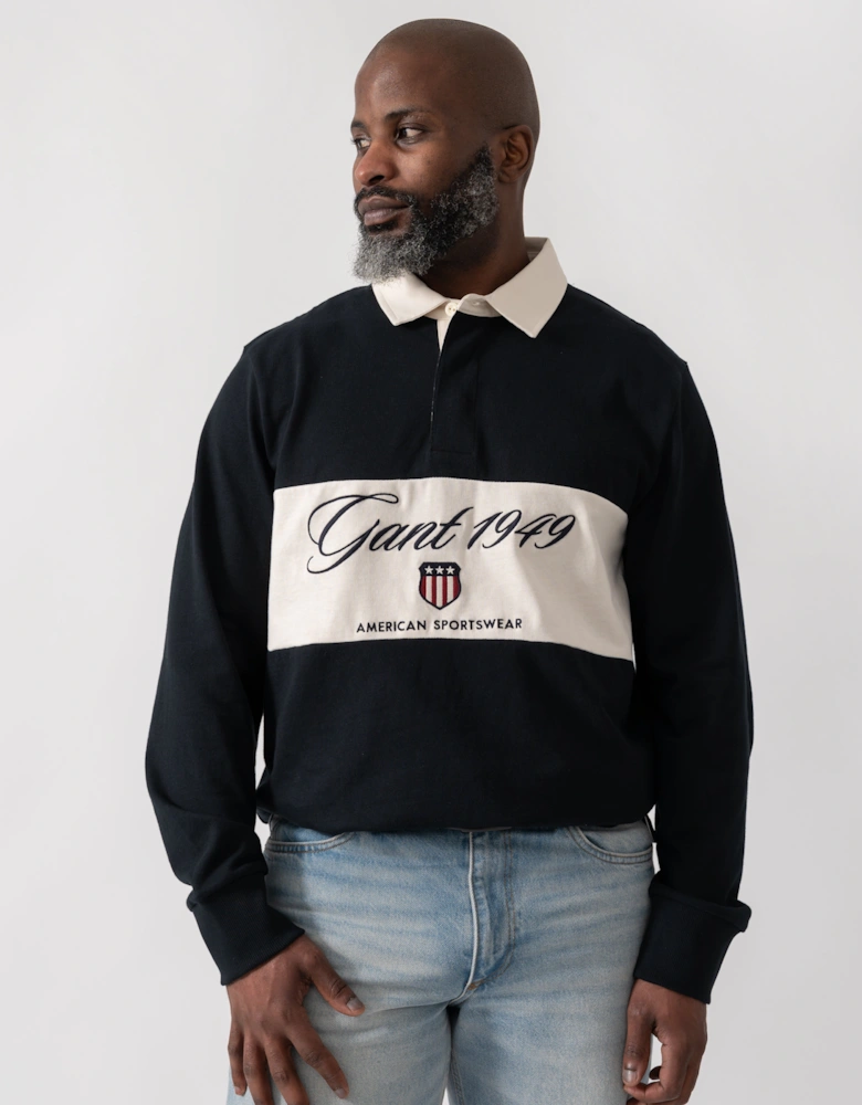 Mens Blocked Heavy Rugger - 5 Black