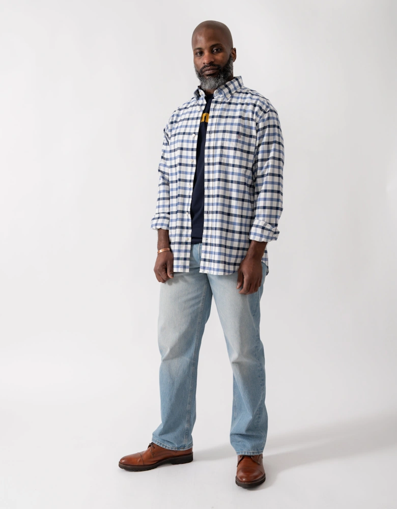 Mens Regular Fit Oxford Check Shirt - 430 Faded Denim