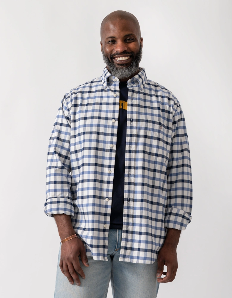 Mens Regular Fit Oxford Check Shirt - 430 Faded Denim