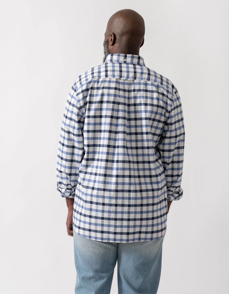 Mens Regular Fit Oxford Check Shirt - 430 Faded Denim