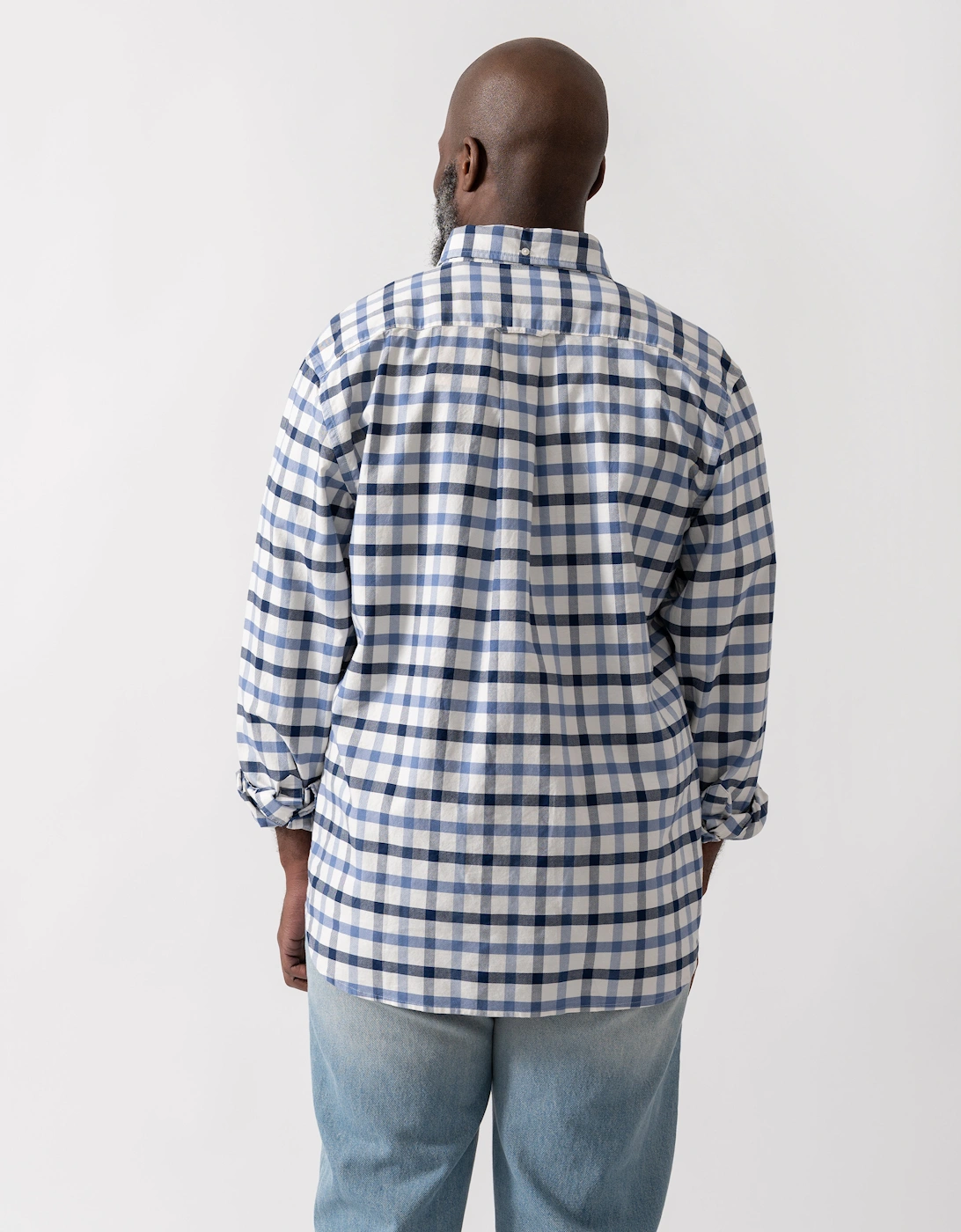 Mens Regular Fit Oxford Check Shirt - 430 Faded Denim
