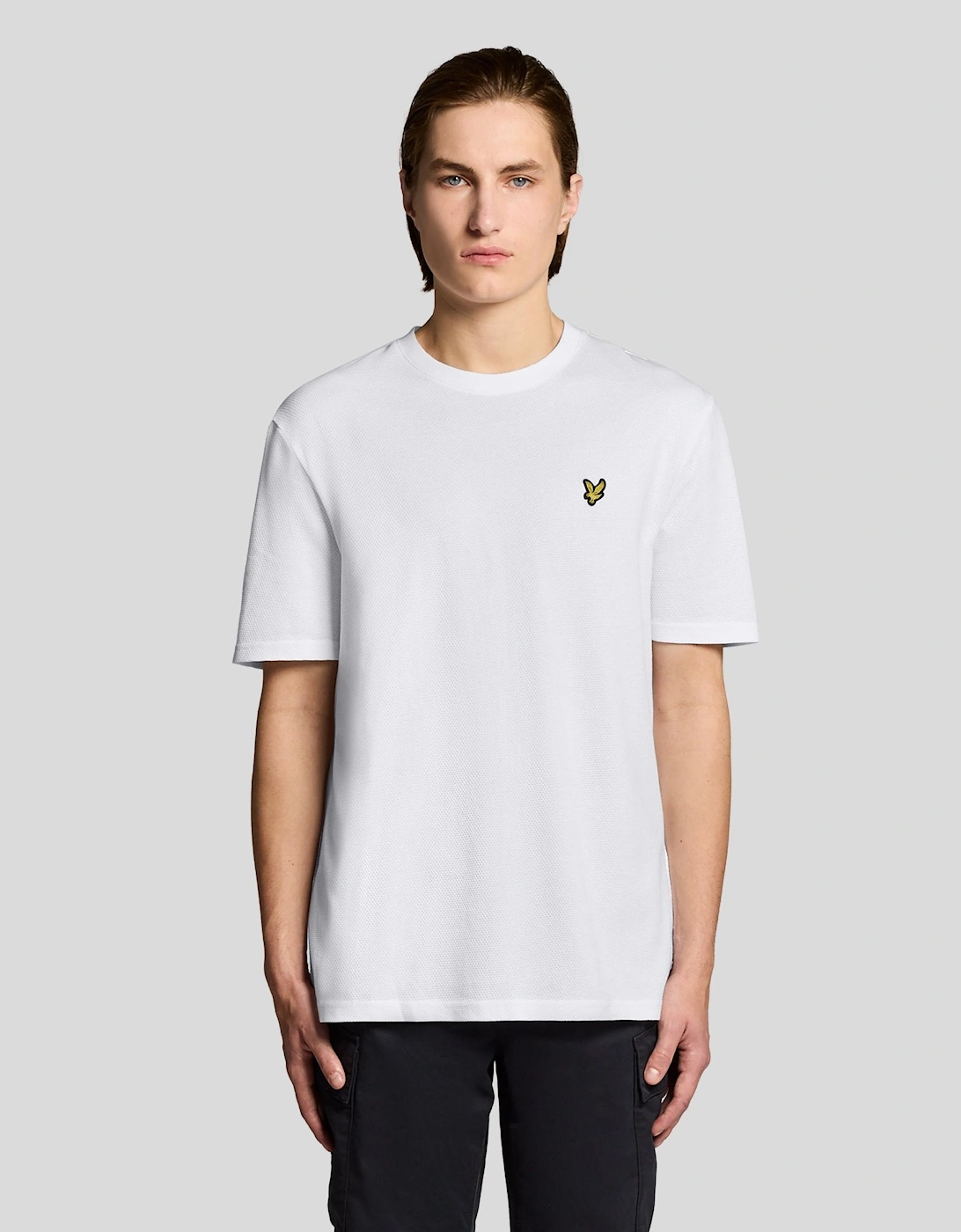 Lyle And Scott Men's White Textured Jacquard T-Shirt  42 Xl