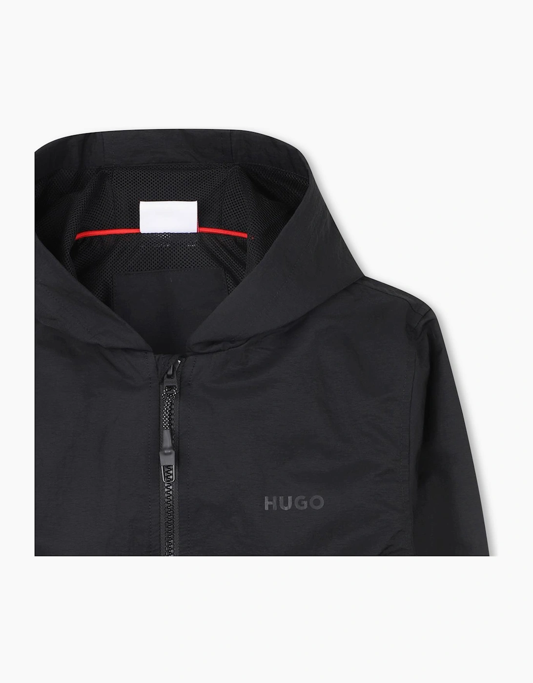 HUGO BOYS BLACK HOODED WINDBREAKER G01013