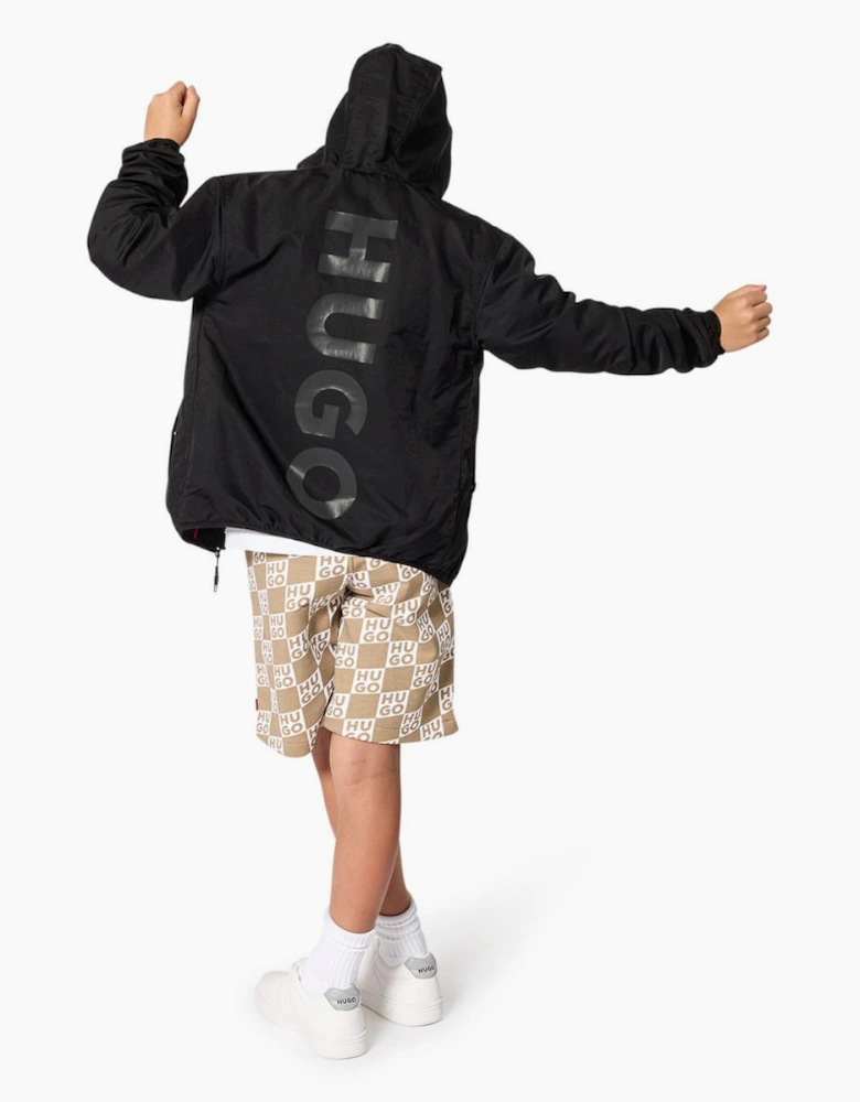 HUGO BOYS BLACK HOODED WINDBREAKER G01013