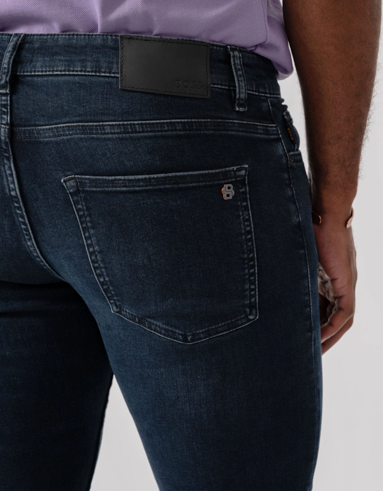 BOSS Orange Delaware Slim-Fit Jeans in Blue-Black Soft-Motion Denim - Dark Blue 405
