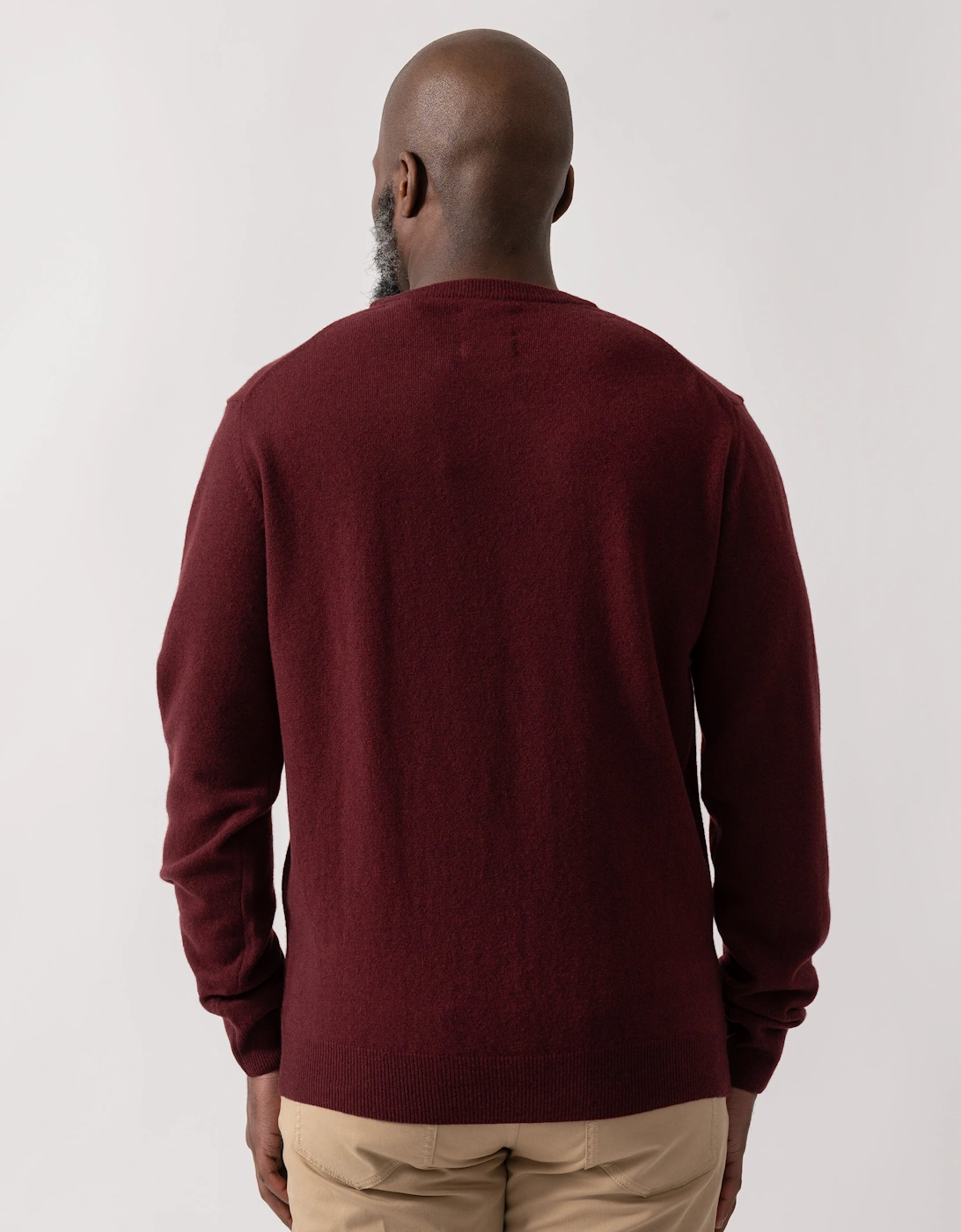 Mens Superfine Lambswool Crew Neck Jumper - 677 Bordeaux Melange