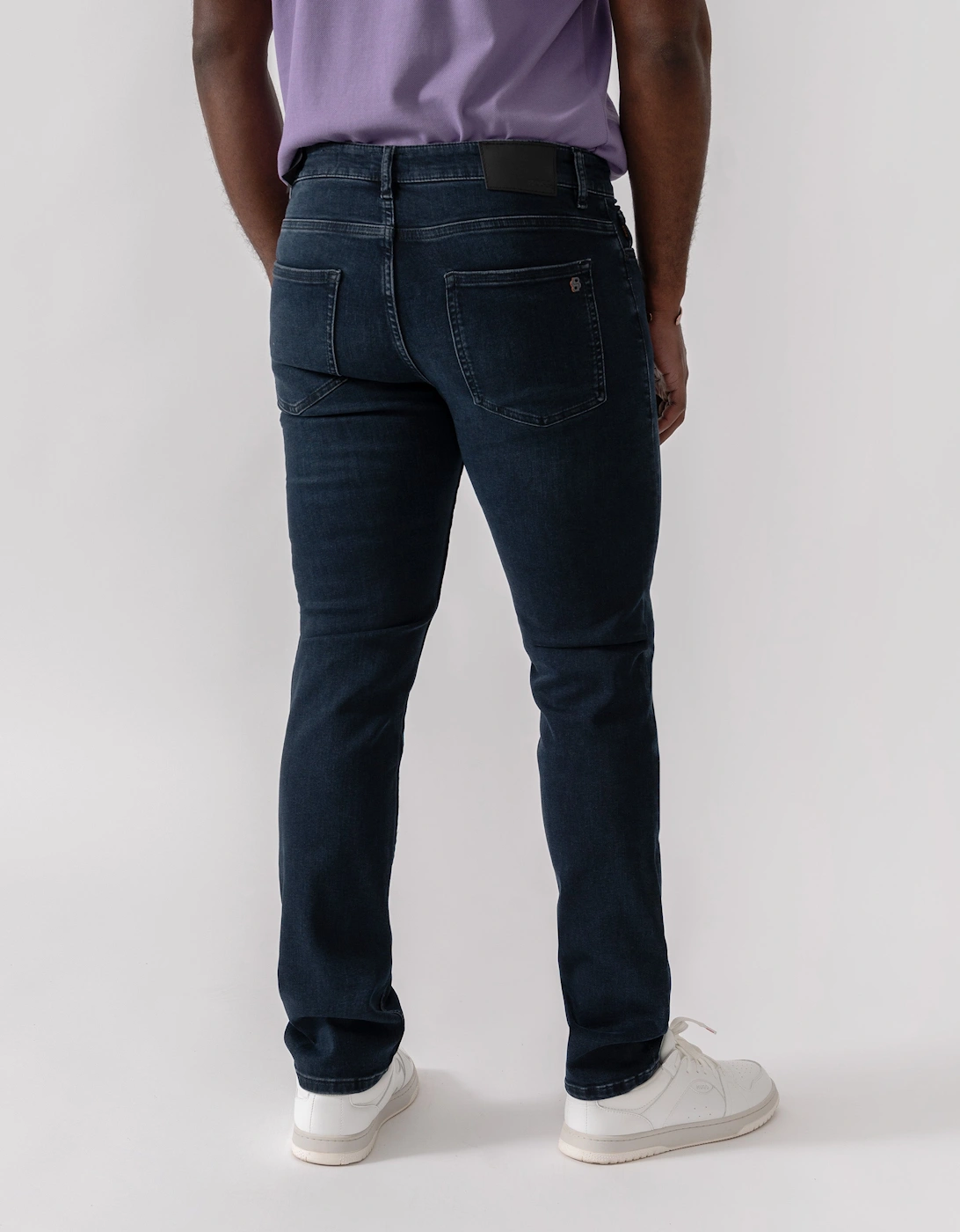 BOSS Orange Delaware Slim-Fit Jeans in Blue-Black Soft-Motion Denim - Dark Blue 405