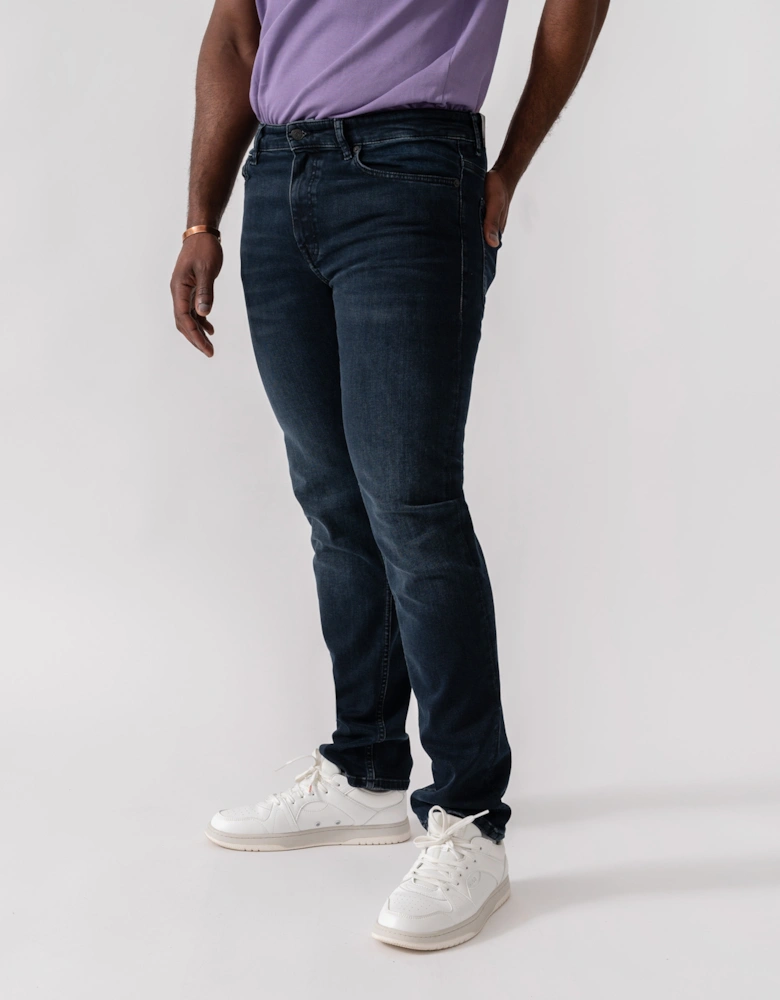BOSS Orange Delaware Slim-Fit Jeans in Blue-Black Soft-Motion Denim - Dark Blue 405