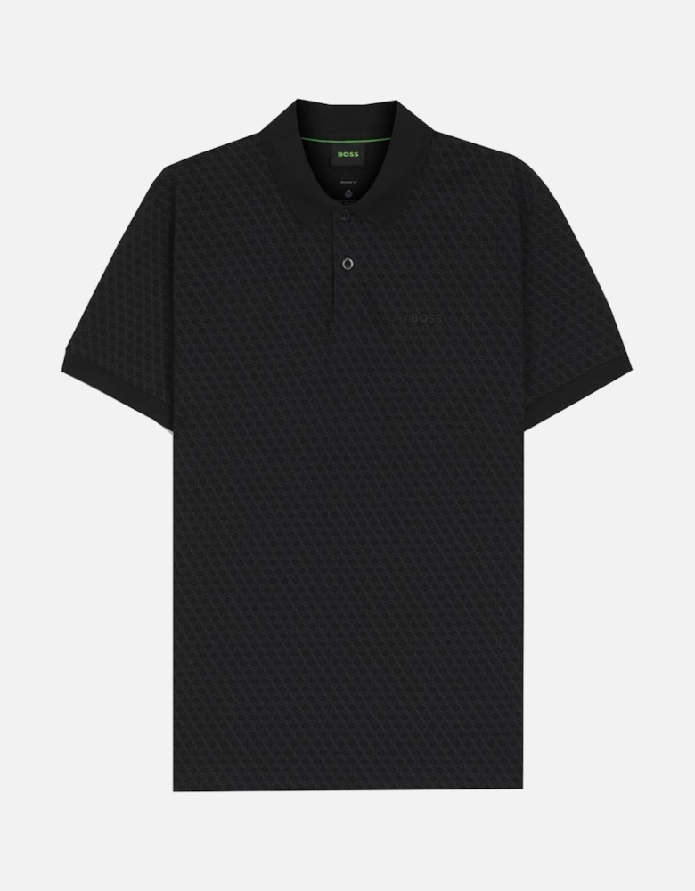 Men's Black Chip Paddy Polo Shirt With All Over Pattern