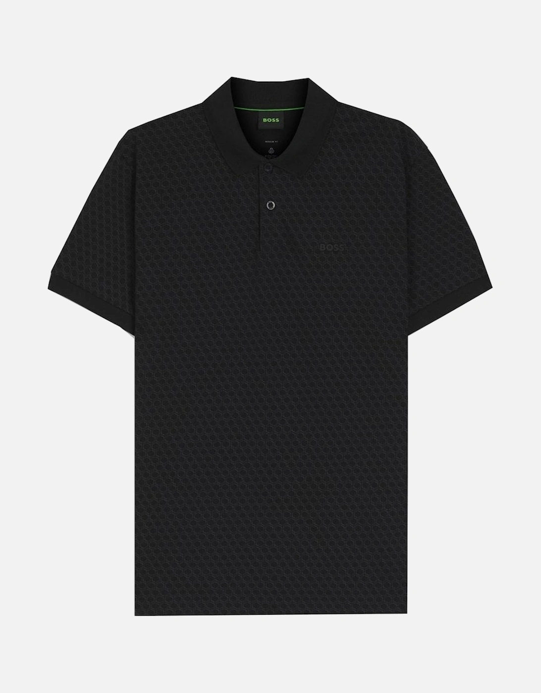 Men's Black Chip Paddy Polo Shirt With All Over Pattern, 3 of 2