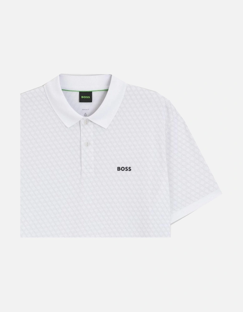 Men's White Chip Paddy Polo Shirt With All Over Pattern
