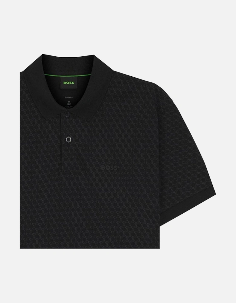 Men's Black Chip Paddy Polo Shirt With All Over Pattern