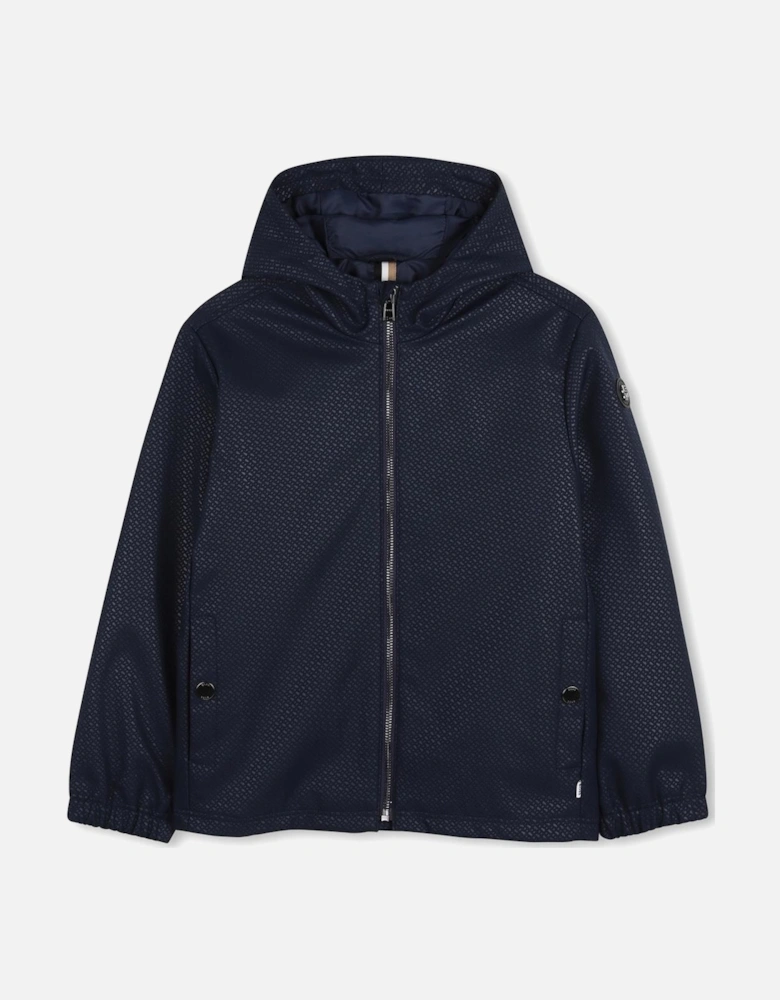 BOSS NAVY HOODED WINDBREAKER J52997