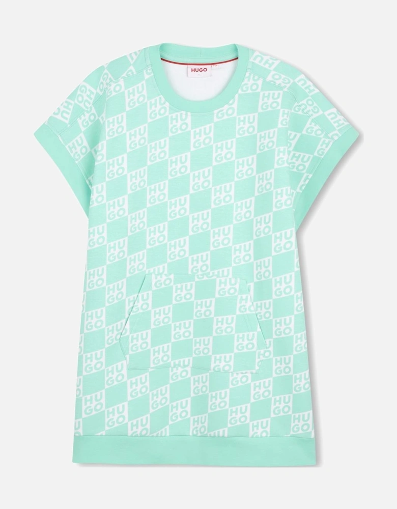 HUGO GIRLS GREEN DRESS G01027