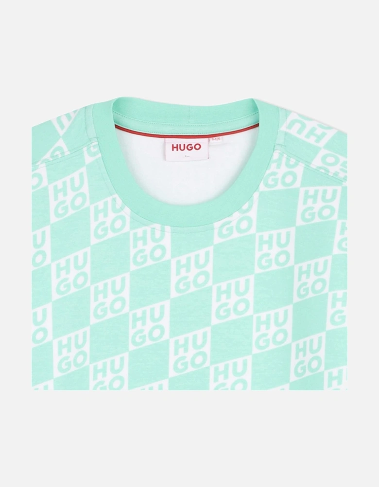 HUGO GIRLS GREEN DRESS G01027