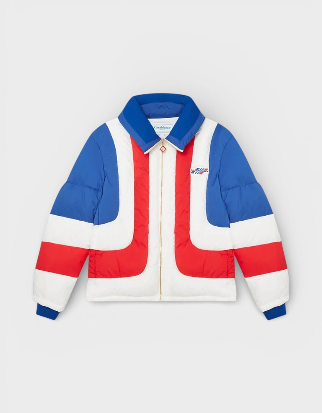 Casablanca Men's Curve Panel Puffer Jacket Red White Blue - Size: 38/Regular