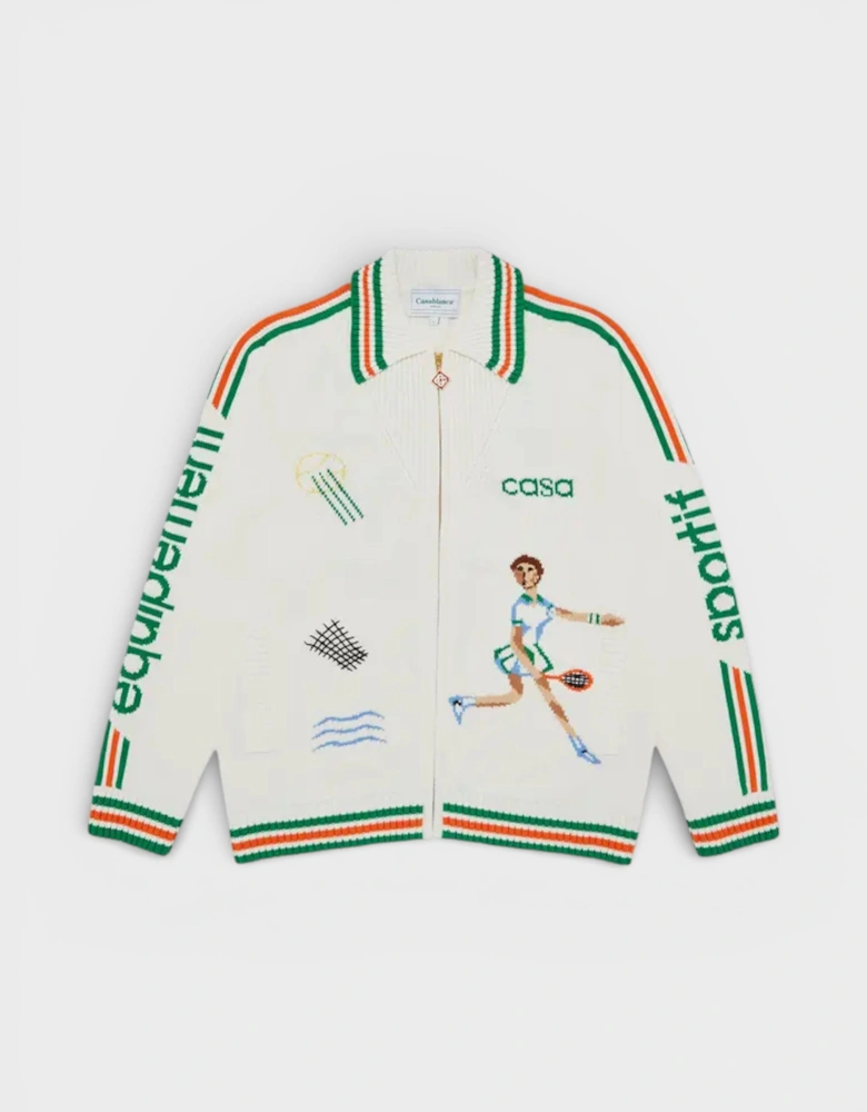 Le Jeu Intarsia Knit Jacket White