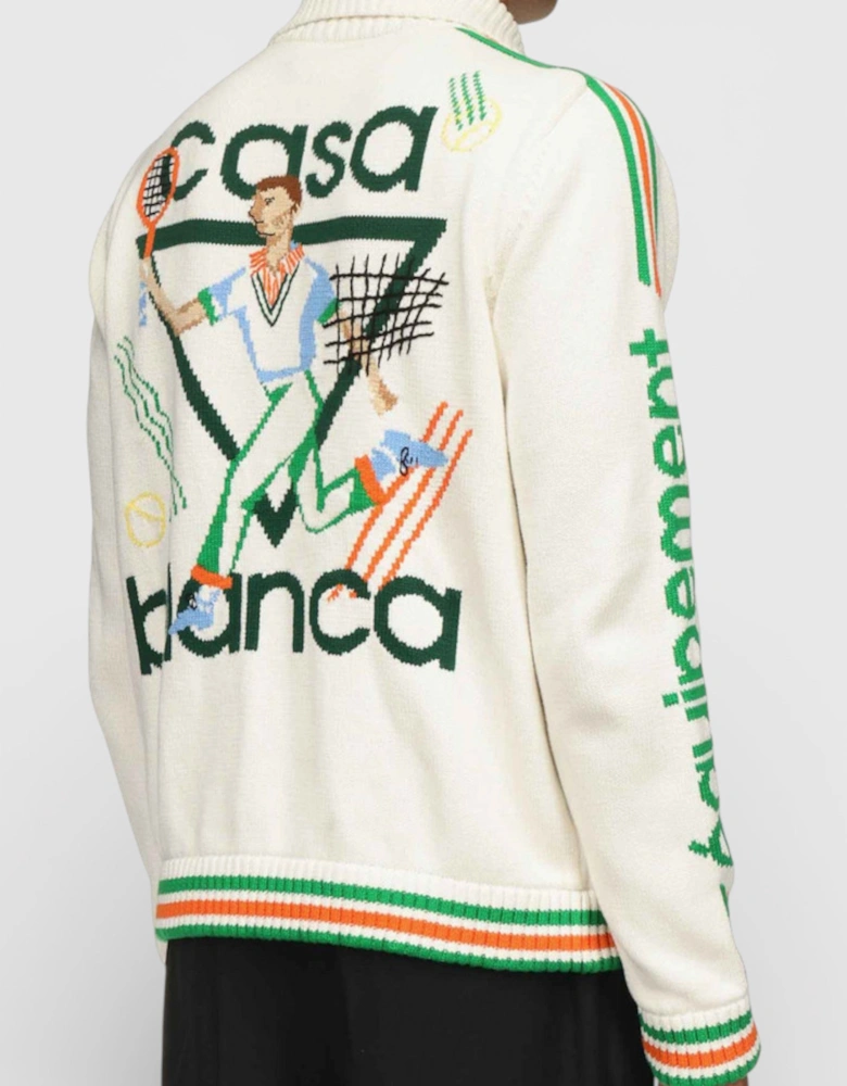 Le Jeu Intarsia Knit Jacket White