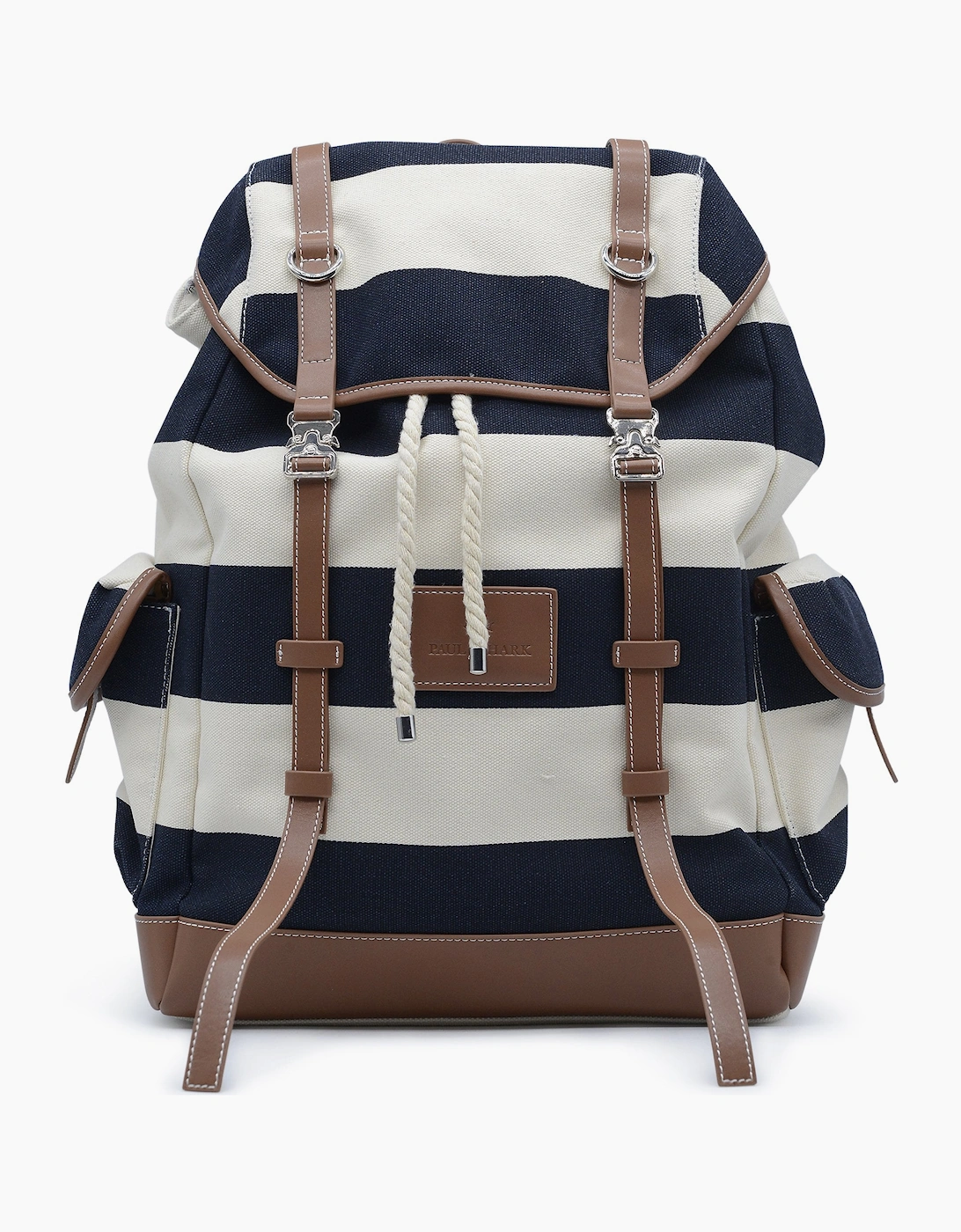 Leather Canvas Striped Backpack, 4 of 3