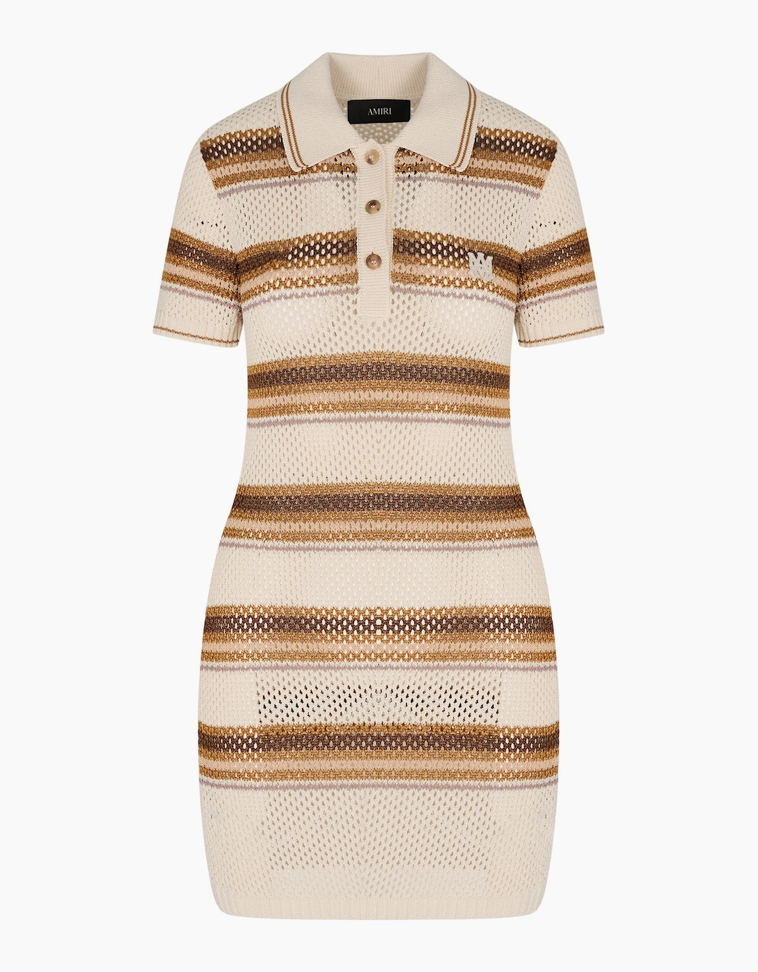 Amiri Amiri Women's Womens MA Striped Polo Mini Dress Beige - Cream