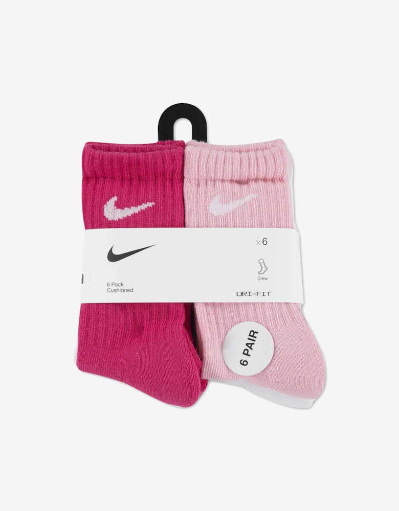 Girls DF Performance Basic Crew Socks Set in Pink