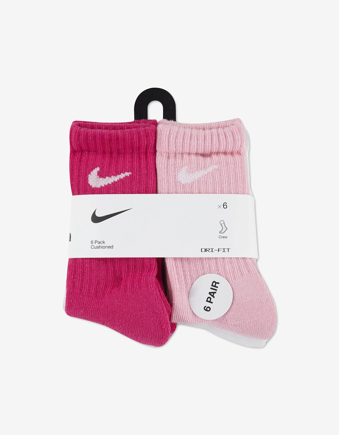 Girls DF Performance Basic Crew Socks Set in Pink