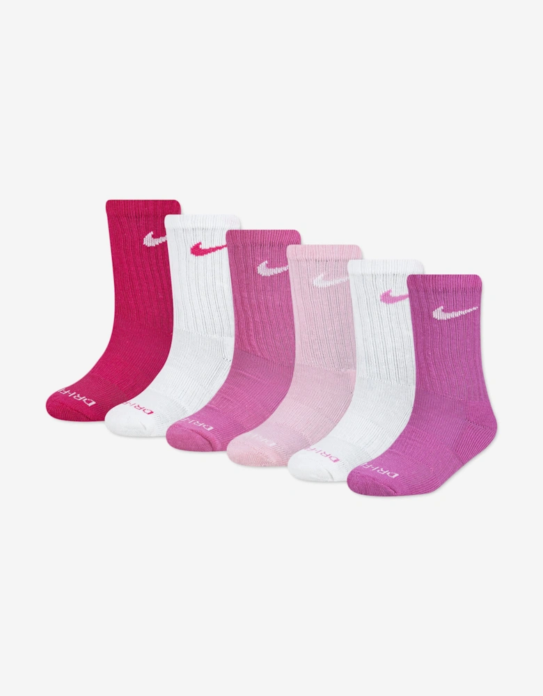 Girls DF Performance Basic Crew Socks Set in Pink