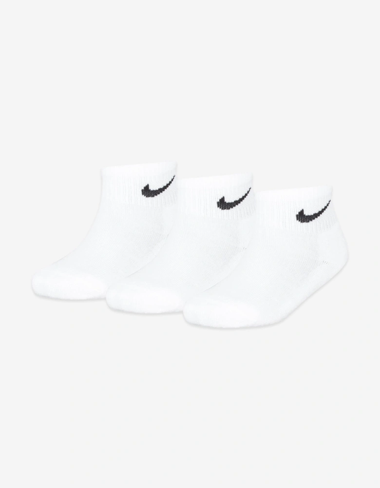 Kids 3 Pack Basic Quarter Socks Set in White