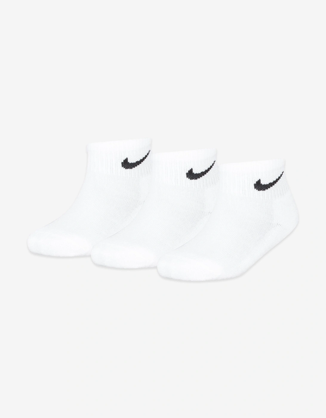 Kids 3 Pack Basic Quarter Socks Set in White, 4 of 3
