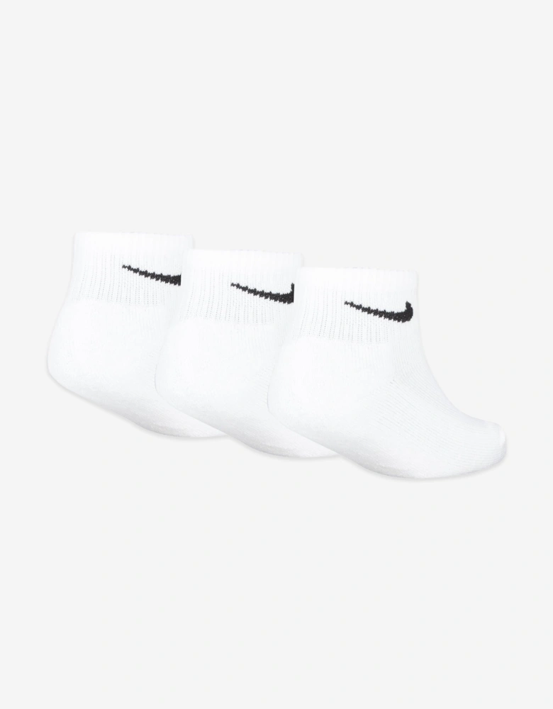 Kids 3 Pack Basic Quarter Socks Set in White