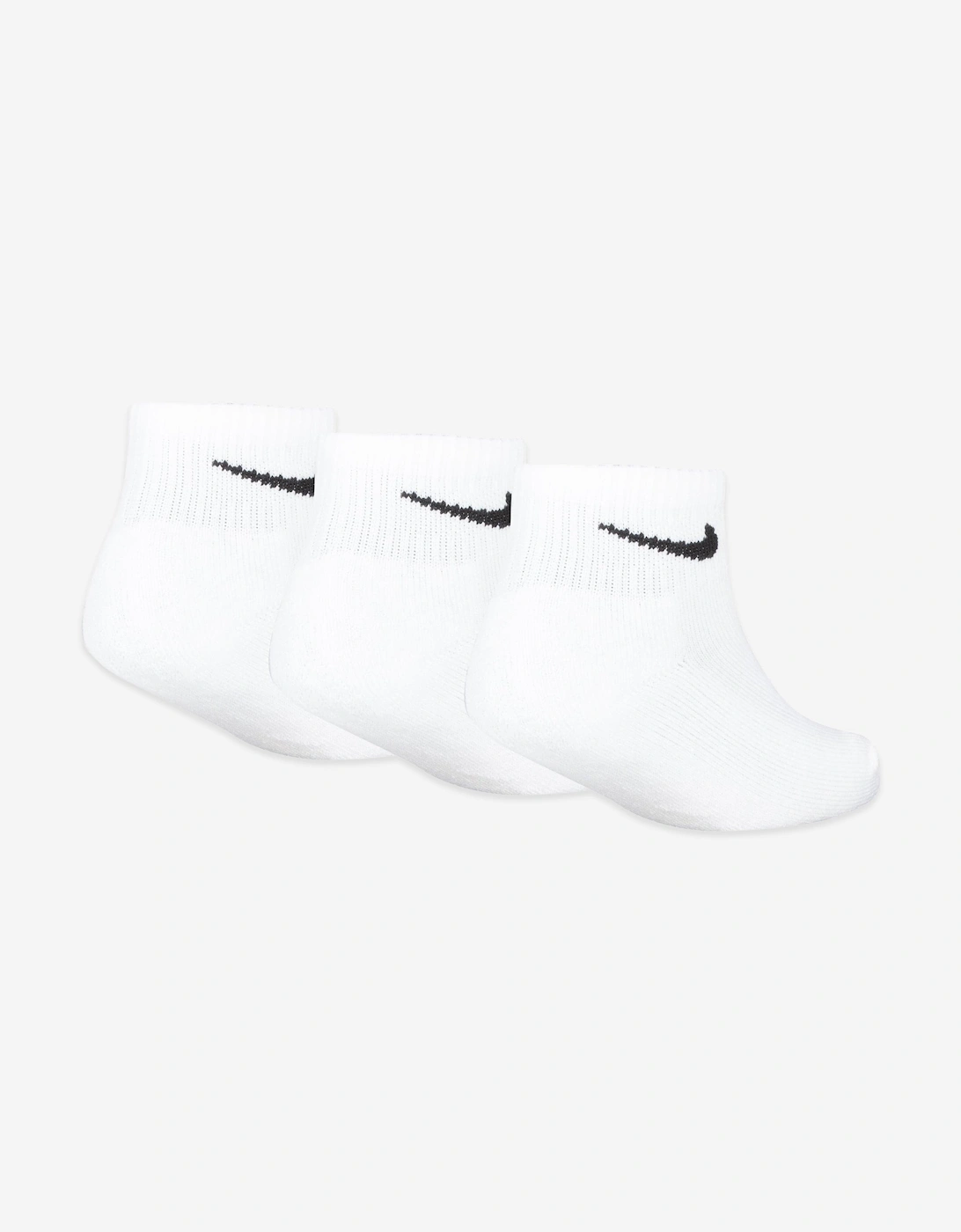Kids 3 Pack Basic Quarter Socks Set in White