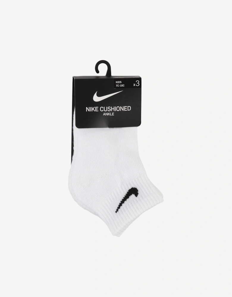 Kids 3 Pack Basic Quarter Socks Set in White