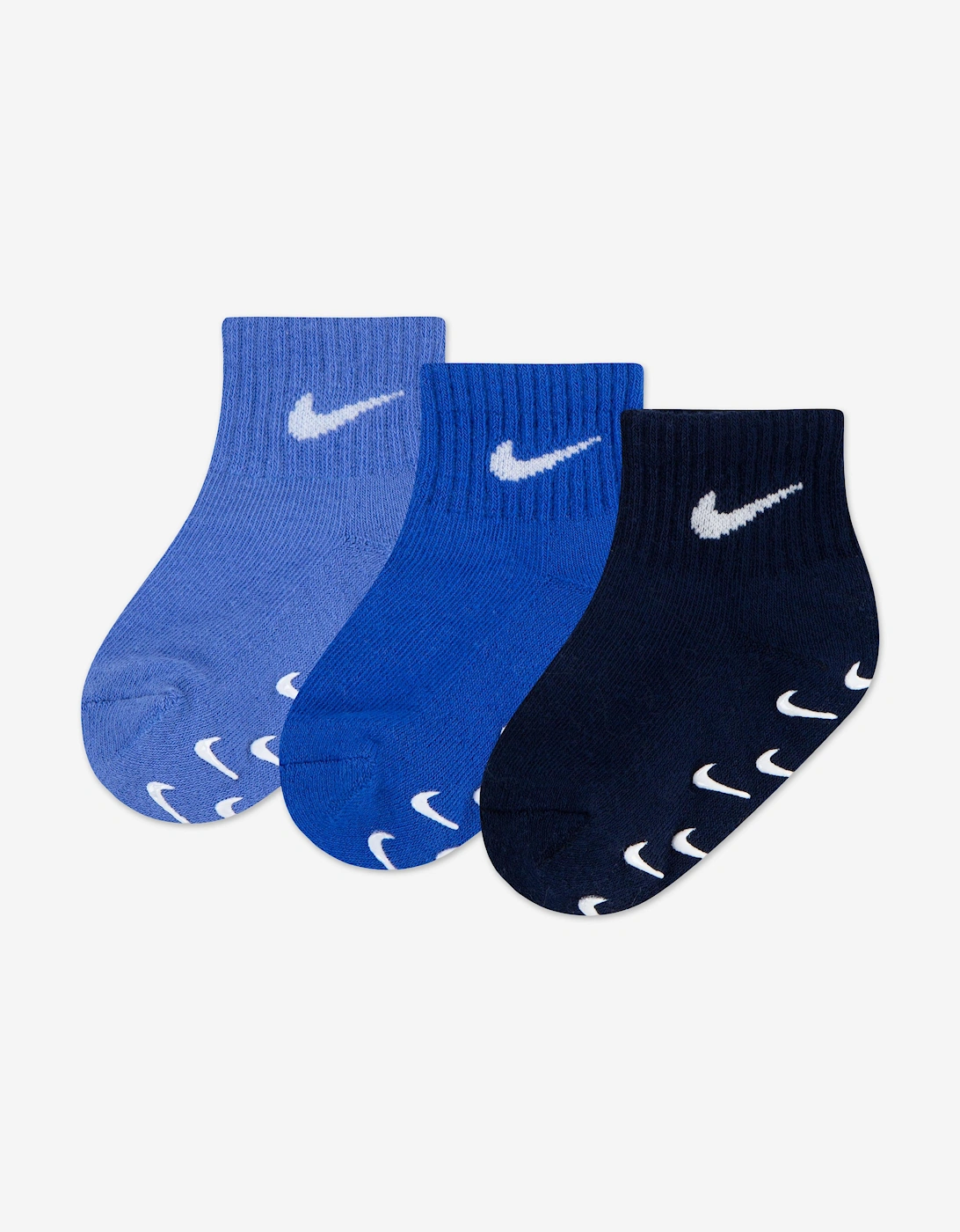 Baby Boys 3 Pack Gripper Quarter Socks Set in Blue, 5 of 4