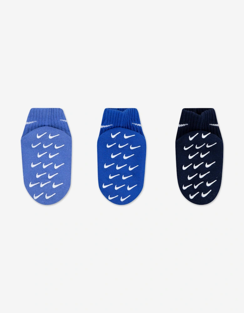 Baby Boys 3 Pack Gripper Quarter Socks Set in Blue
