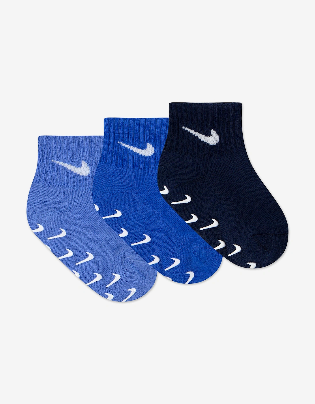 Baby Boys 3 Pack Gripper Quarter Socks Set in Blue