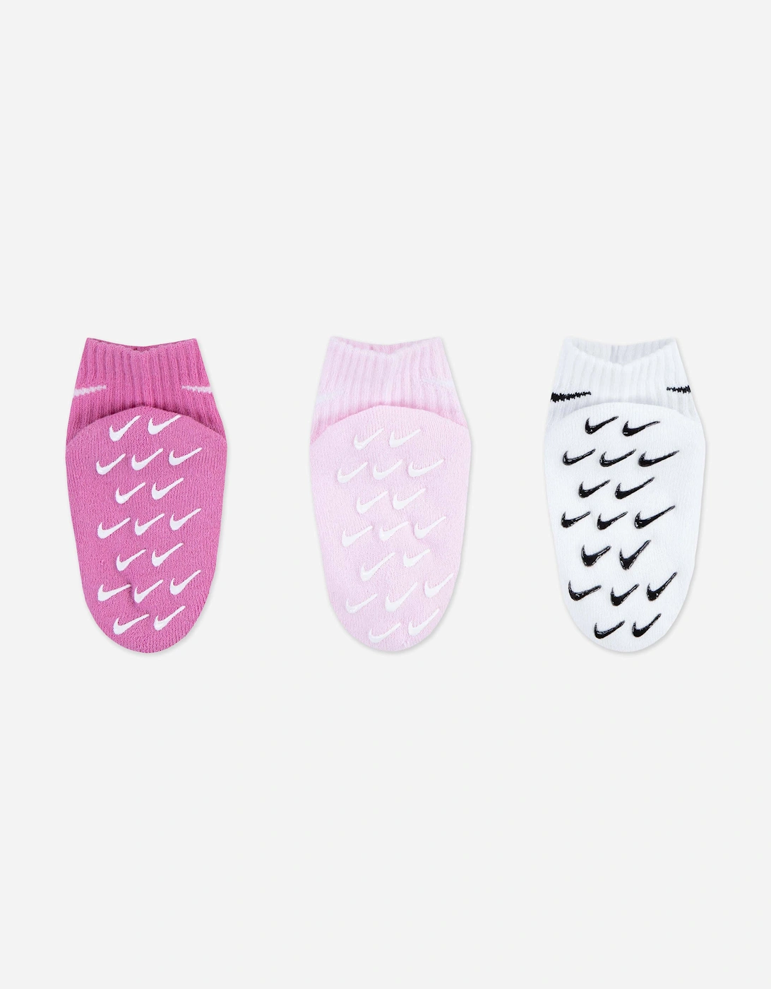 Baby Girls 3 Pack Gripper Quarter Socks Set in Pink