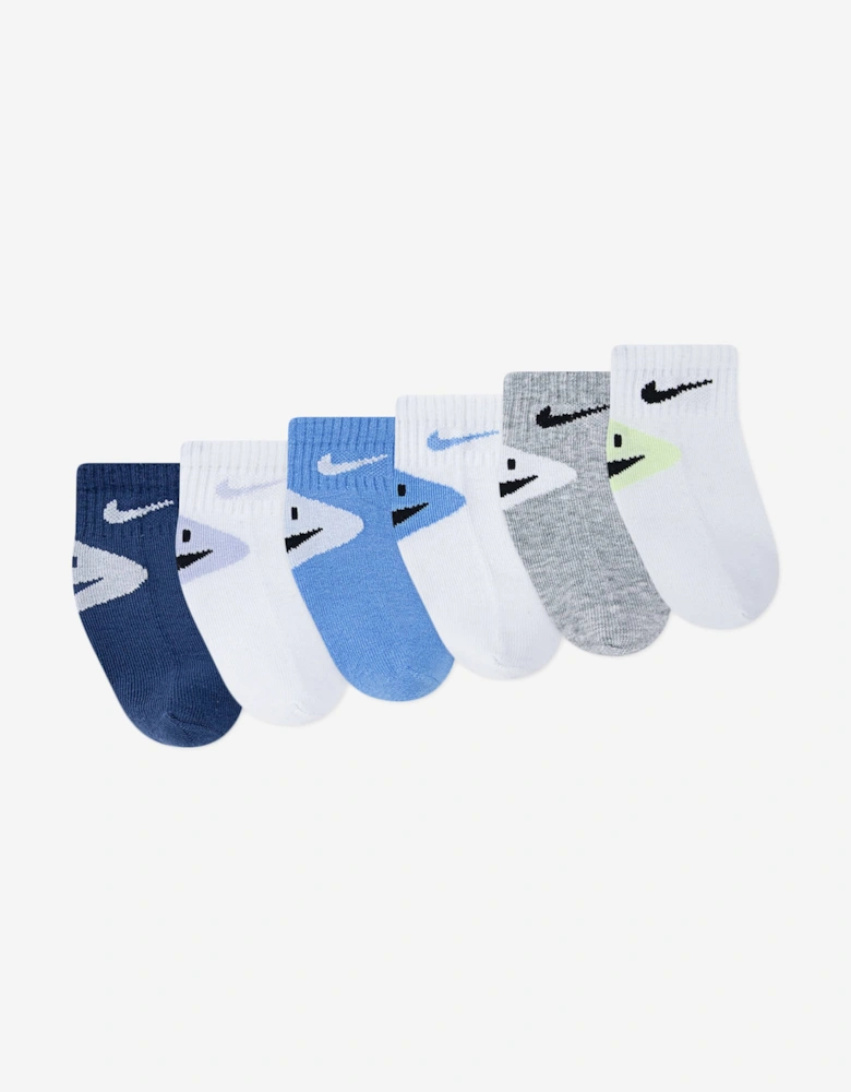 Baby 6 Pack Smiley Ankle Socks Set in Navy
