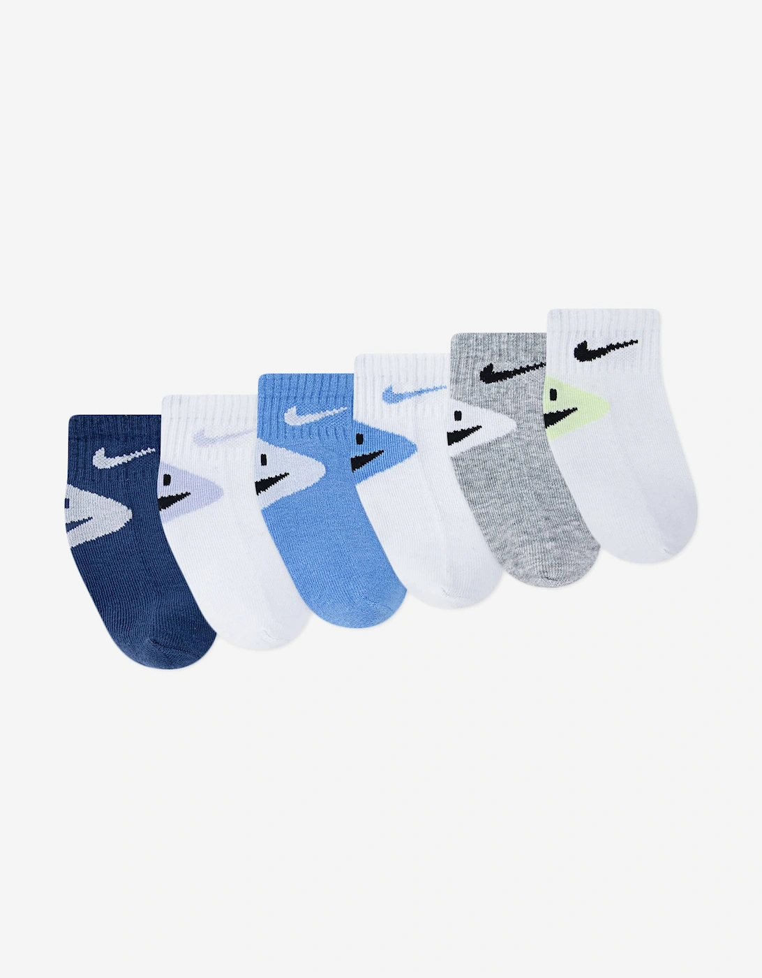 Baby 6 Pack Smiley Ankle Socks Set in Navy